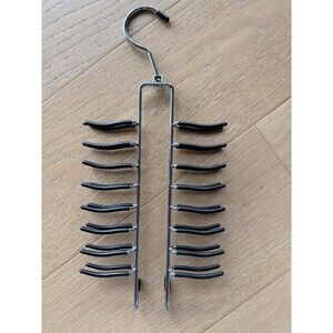 Necktie Rack Hanger Organizer for Men Closet Metal & Rubber 32 Ties 2 Belt Hooks